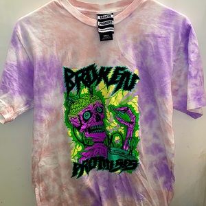 Broken promises tie-die pastel purple/pink skull graphic t-shirt